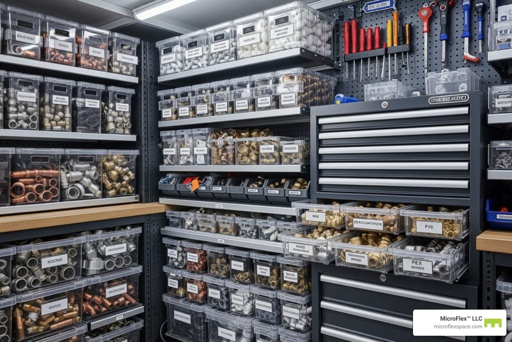 Plumbing parts storage